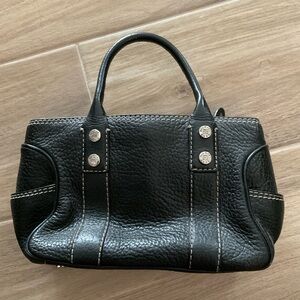 Michael Kors Womens Pebbled Black Leather Satchel Purse Handbag Tote Bag Vtg 90s